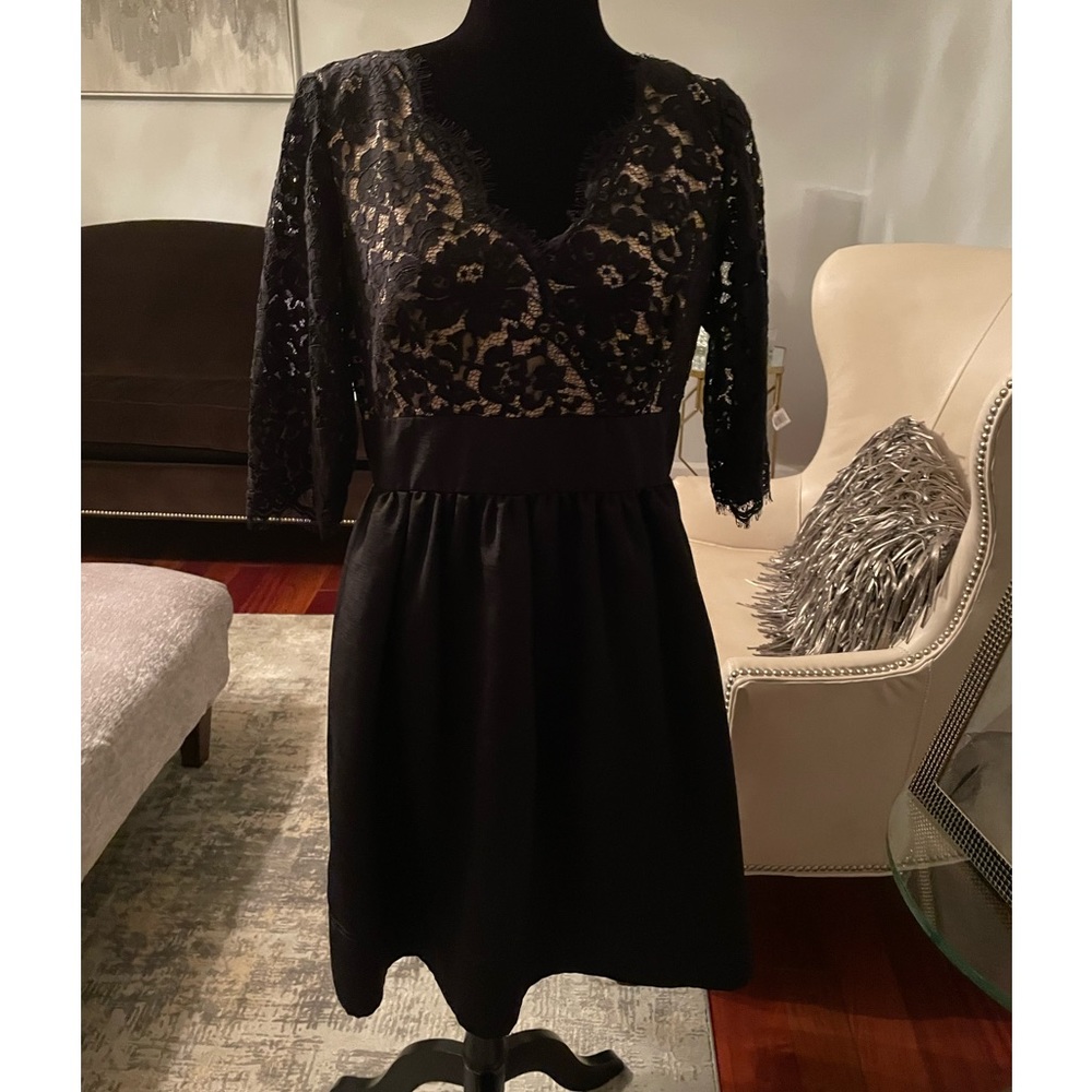 Eliza J. Lace black and lace cocktail dress. Size 12p.
